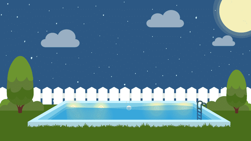 Imagem noturna ilustrando como Trocar a Lâmpada da Piscina